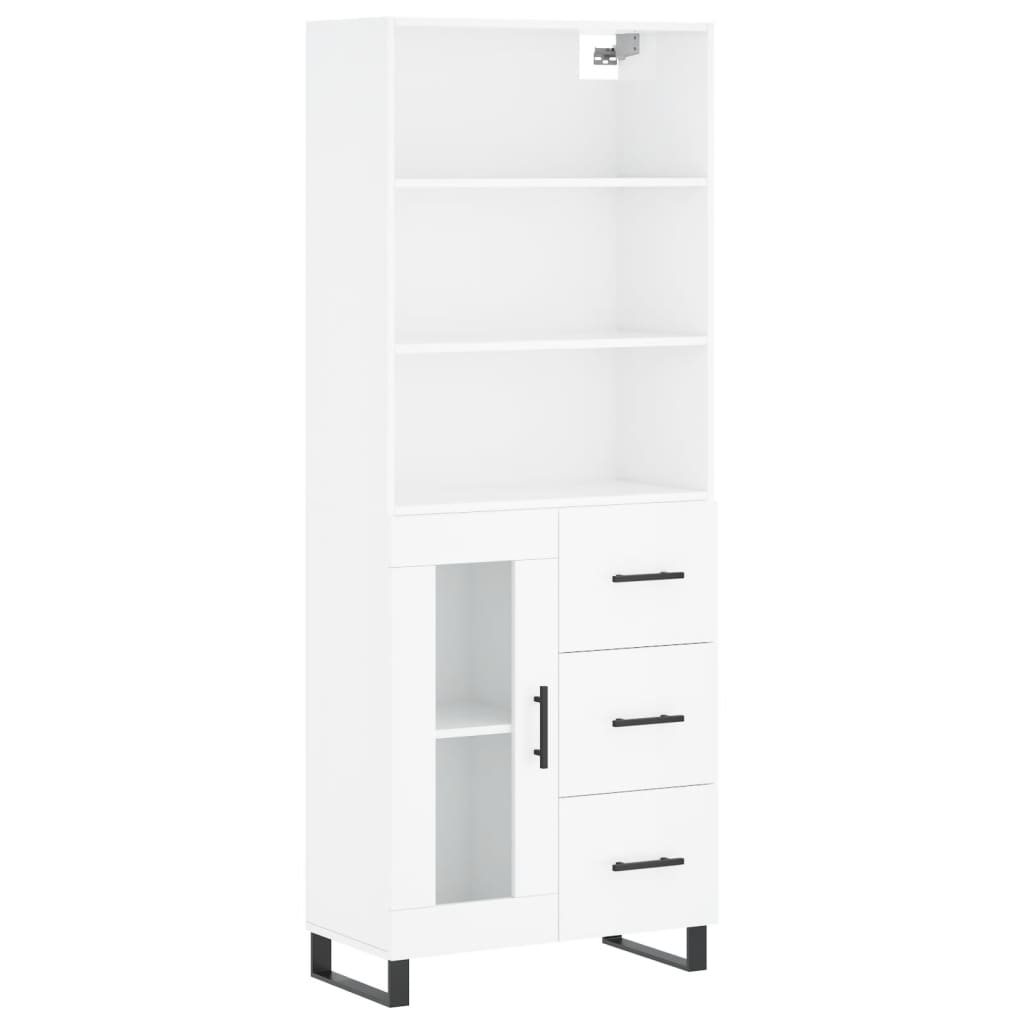 Hoge kast 69,5x34x180 cm bewerkt hout hoogglans wit is nu te koop bij PeponiXL, paradijselijk wonen!