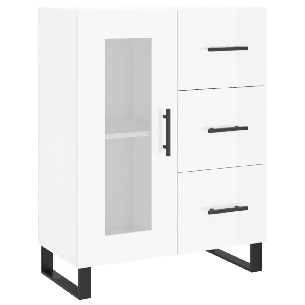 Hoge kast 69,5x34x180 cm bewerkt hout hoogglans wit is nu te koop bij PeponiXL, paradijselijk wonen!