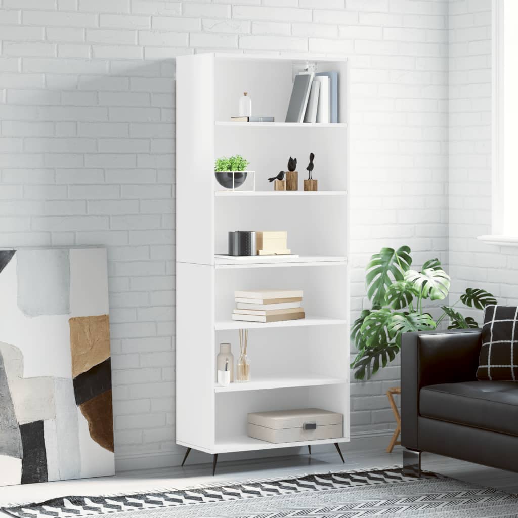 Hoge kast 69,5x32,5x180 cm bewerkt hout hoogglans wit is nu te koop bij PeponiXL, paradijselijk wonen!