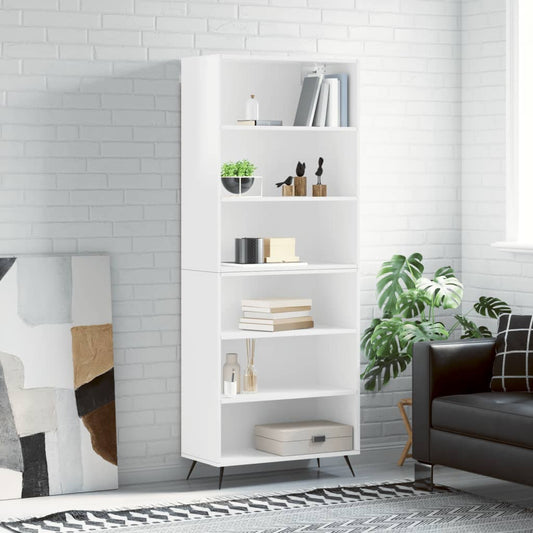 Hoge kast 69,5x32,5x180 cm bewerkt hout hoogglans wit is nu te koop bij PeponiXL, paradijselijk wonen!