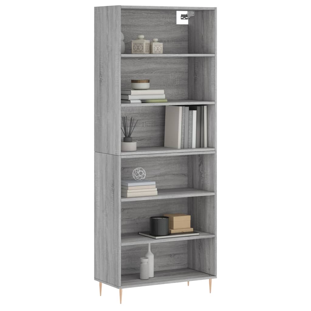Hoge kast 69,5x32,5x180 cm bewerkt hout betongrijs is nu te koop bij PeponiXL, paradijselijk wonen!