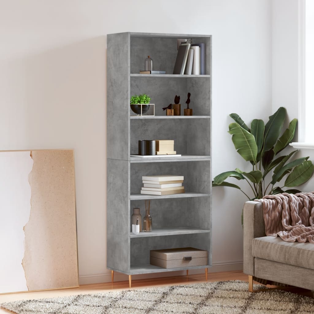 Hoge kast 69,5x32,5x180 cm bewerkt hout betongrijs is nu te koop bij PeponiXL, paradijselijk wonen!
