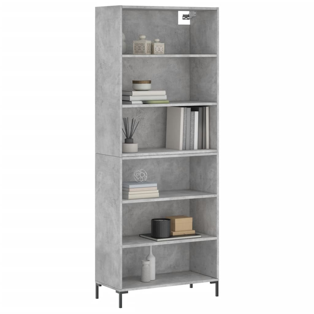 Hoge kast 69,5x32,5x180 cm bewerkt hout betongrijs is nu te koop bij PeponiXL, paradijselijk wonen!