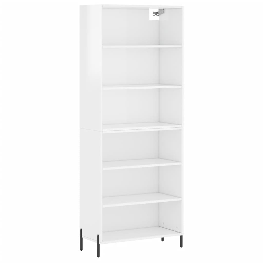 Hoge kast 69,5x32,5x180 cm bewerkt hout hoogglans wit is nu te koop bij PeponiXL, paradijselijk wonen!