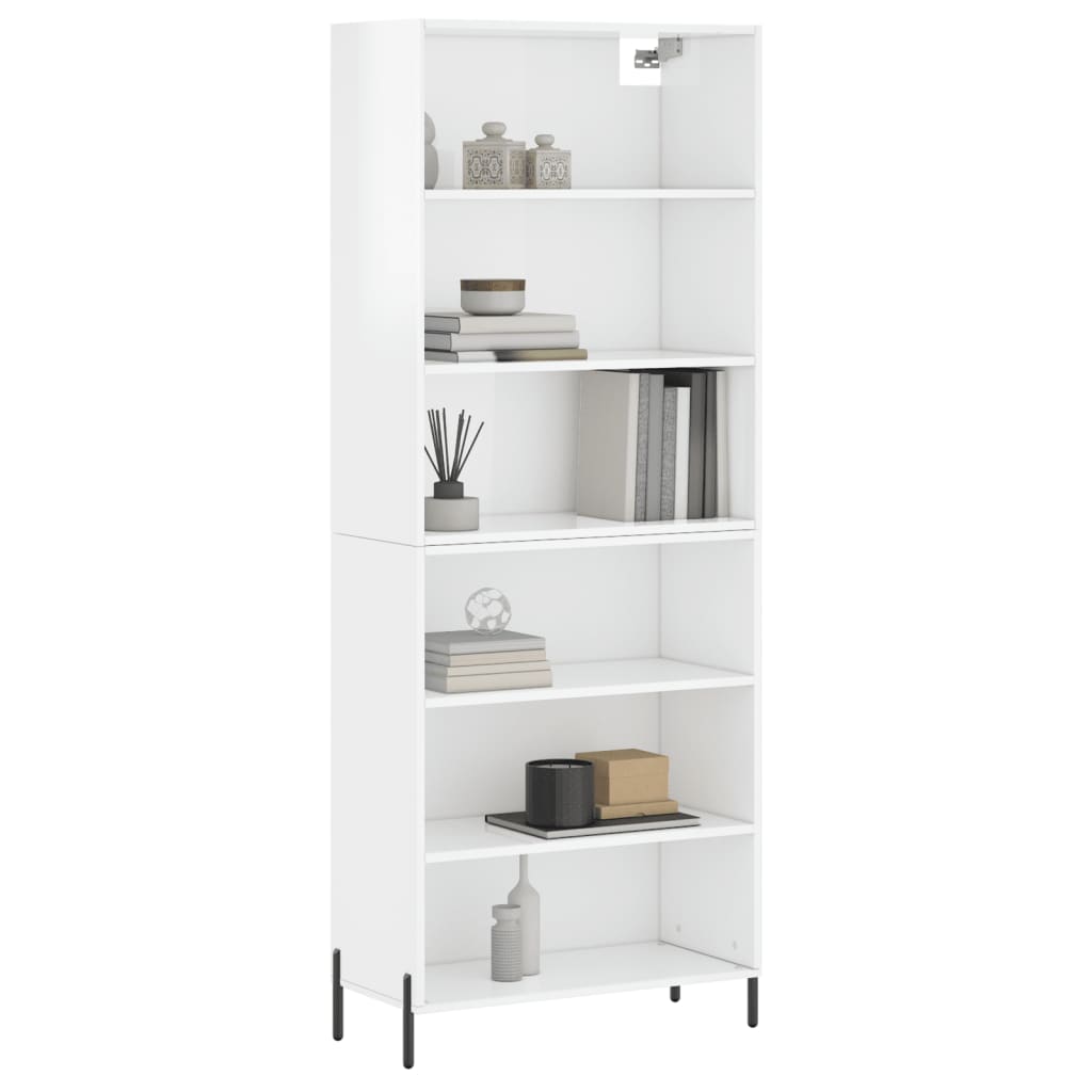 Hoge kast 69,5x32,5x180 cm bewerkt hout hoogglans wit is nu te koop bij PeponiXL, paradijselijk wonen!