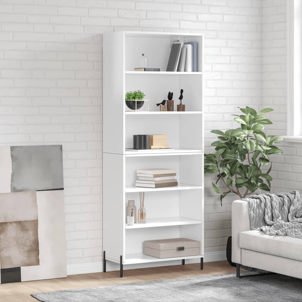 Hoge kast 69,5x32,5x180 cm bewerkt hout hoogglans wit is nu te koop bij PeponiXL, paradijselijk wonen!