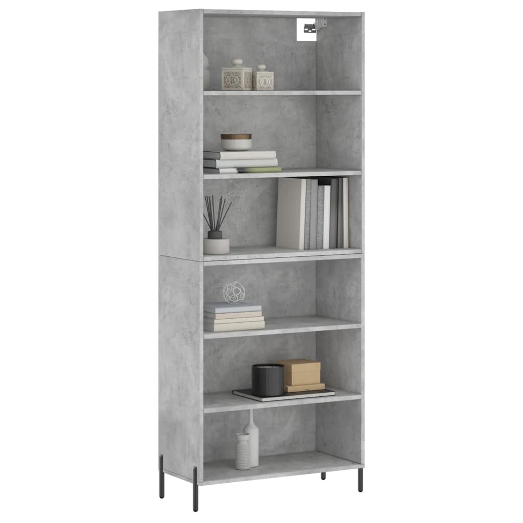 Hoge kast 69,5x32,5x180 cm bewerkt hout betongrijs is nu te koop bij PeponiXL, paradijselijk wonen!