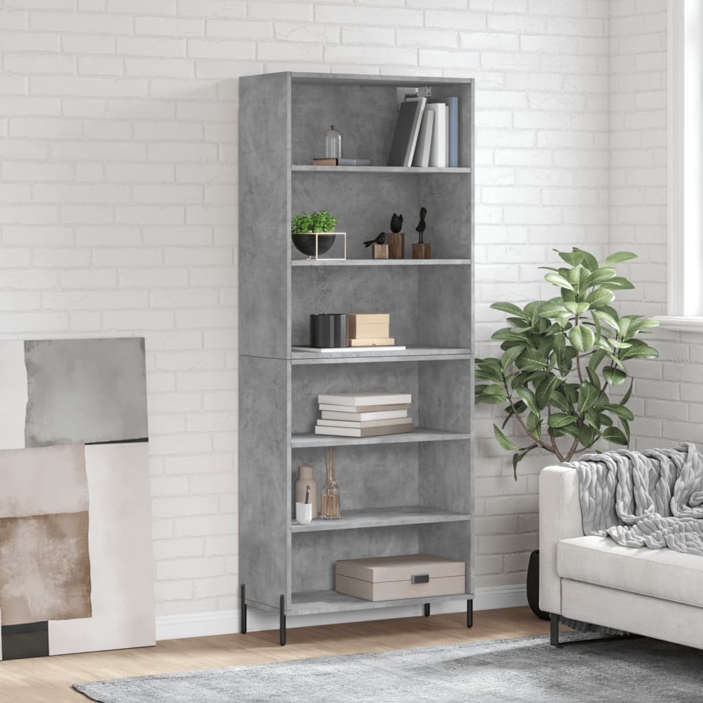 Hoge kast 69,5x32,5x180 cm bewerkt hout betongrijs is nu te koop bij PeponiXL, paradijselijk wonen!