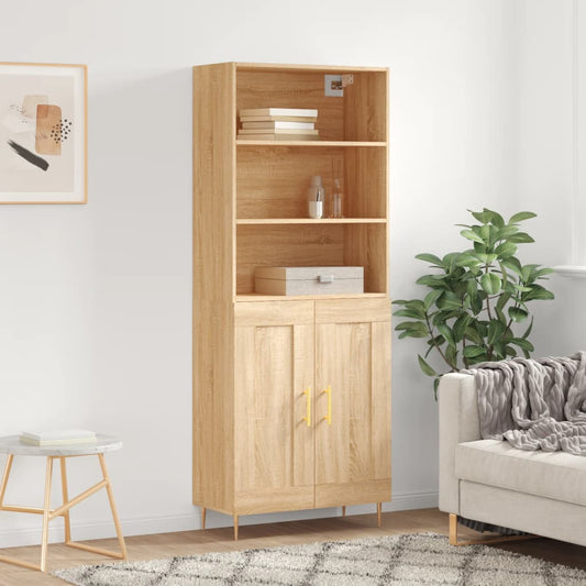Hoge kast 69,5x34x180 cm bewerkt hout sonoma eikenkleurig is nu te koop bij PeponiXL, paradijselijk wonen!