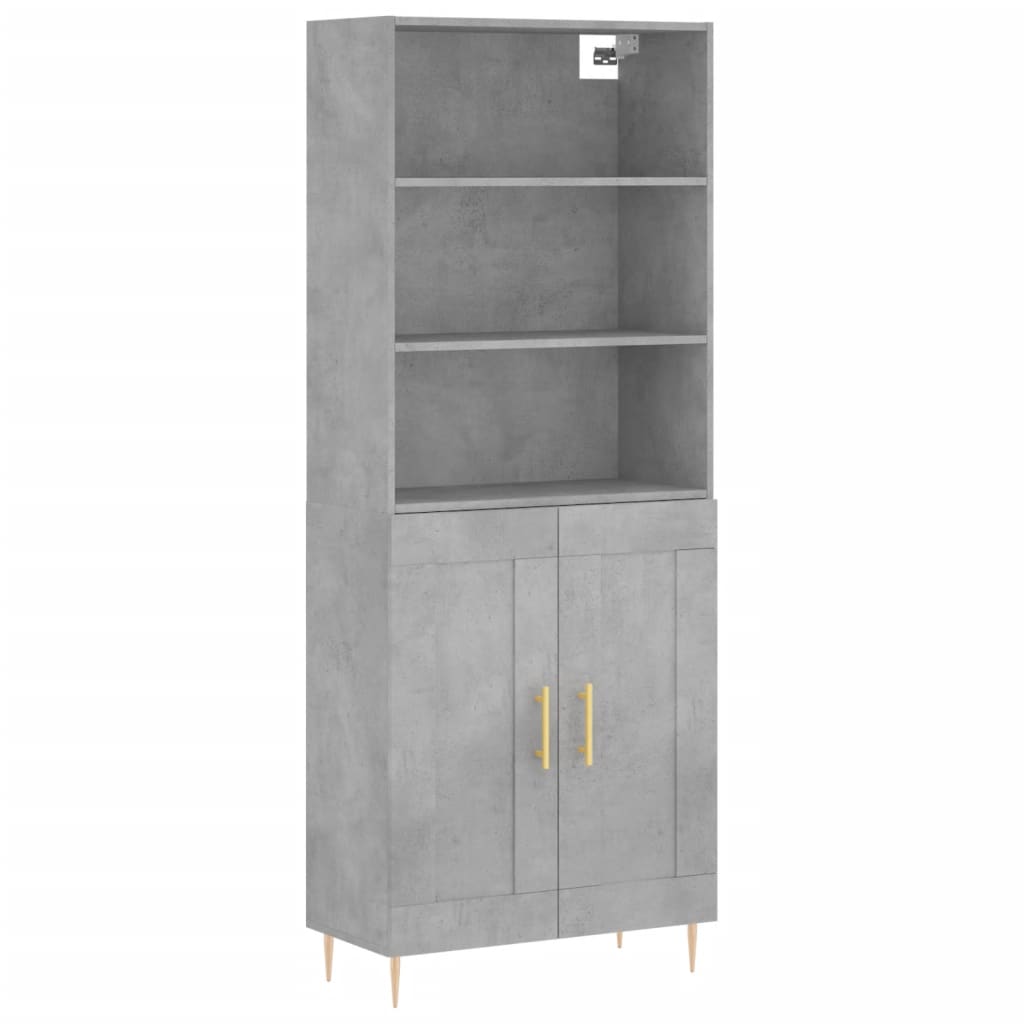 Hoge kast 69,5x34x180 cm bewerkt hout betongrijs is nu te koop bij PeponiXL, paradijselijk wonen!