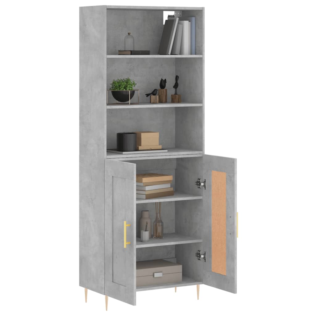 Hoge kast 69,5x34x180 cm bewerkt hout betongrijs is nu te koop bij PeponiXL, paradijselijk wonen!