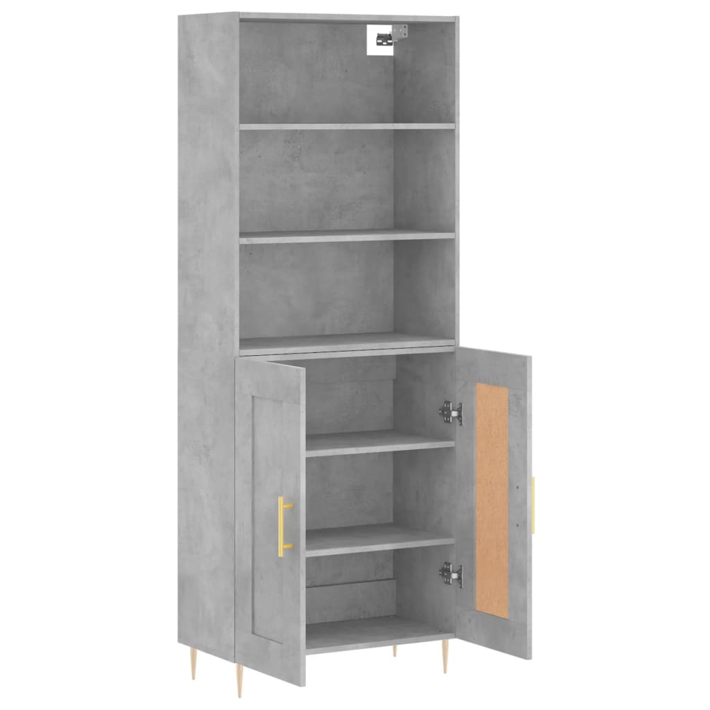 Hoge kast 69,5x34x180 cm bewerkt hout betongrijs is nu te koop bij PeponiXL, paradijselijk wonen!