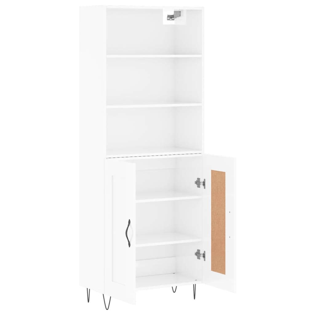 Hoge kast 69,5x34x180 cm bewerkt hout hoogglans wit is nu te koop bij PeponiXL, paradijselijk wonen!