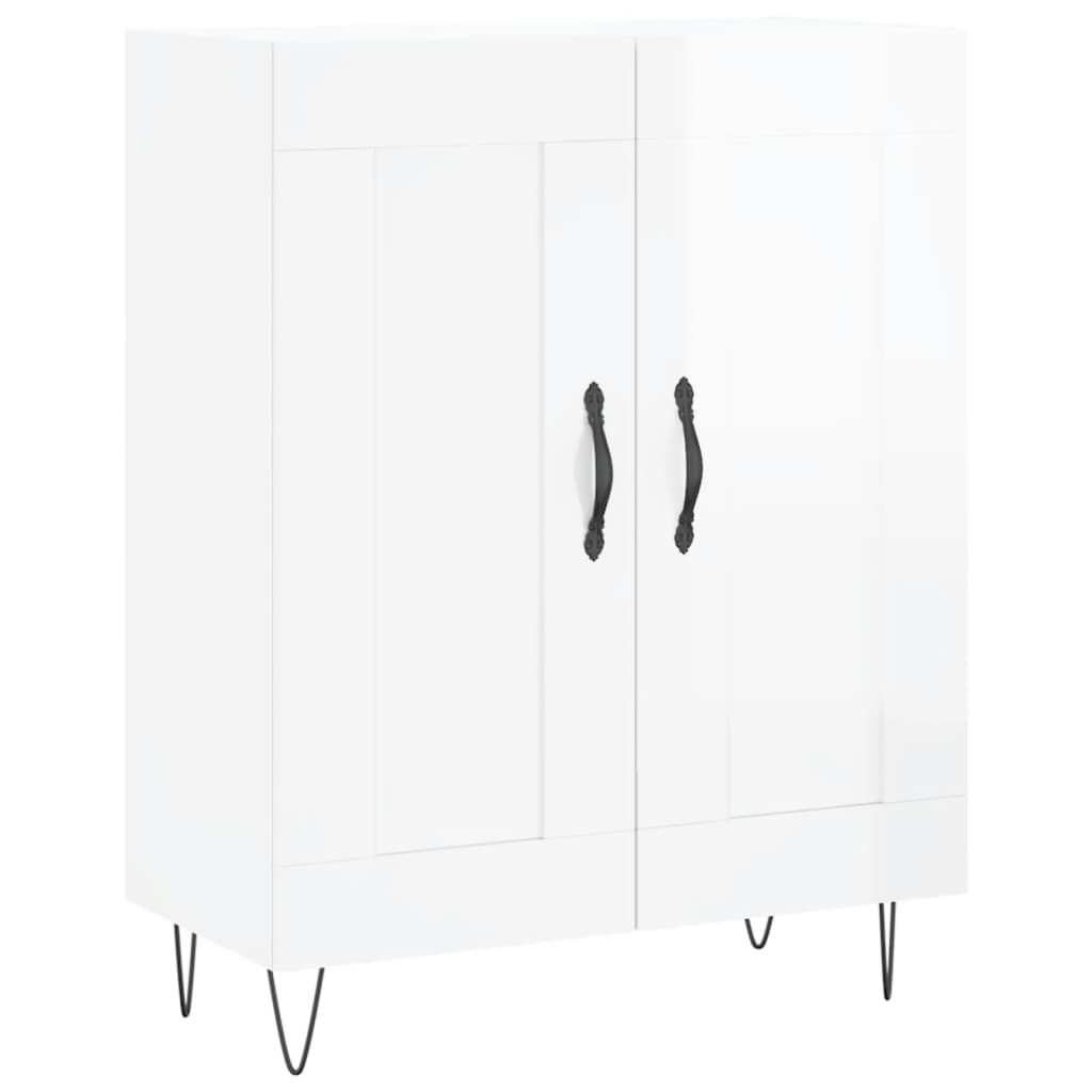 Hoge kast 69,5x34x180 cm bewerkt hout hoogglans wit is nu te koop bij PeponiXL, paradijselijk wonen!