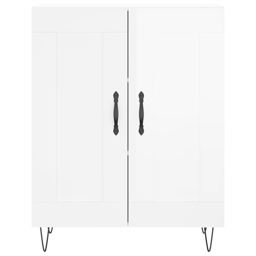 Hoge kast 69,5x34x180 cm bewerkt hout hoogglans wit is nu te koop bij PeponiXL, paradijselijk wonen!