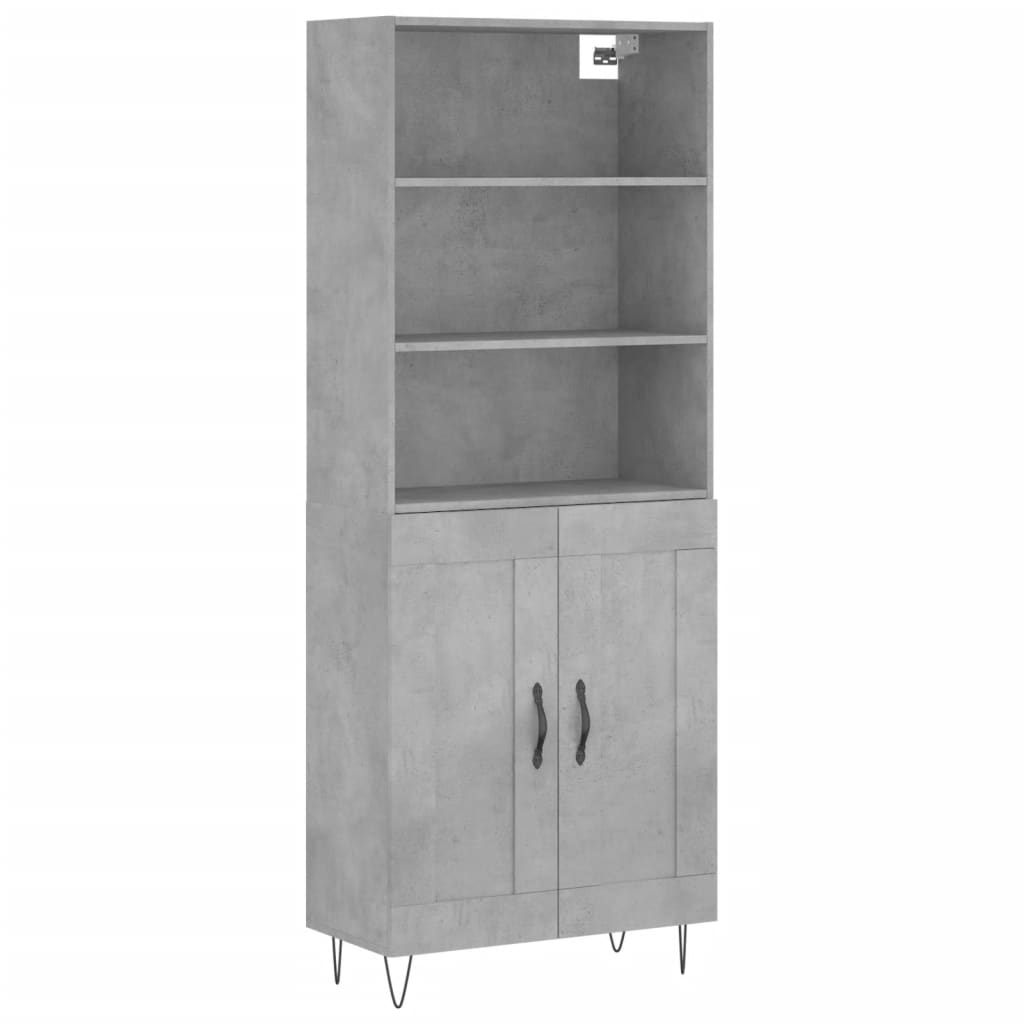 Hoge kast 69,5x34x180 cm bewerkt hout betongrijs is nu te koop bij PeponiXL, paradijselijk wonen!