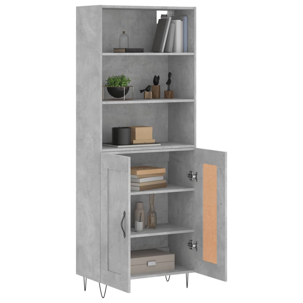 Hoge kast 69,5x34x180 cm bewerkt hout betongrijs is nu te koop bij PeponiXL, paradijselijk wonen!