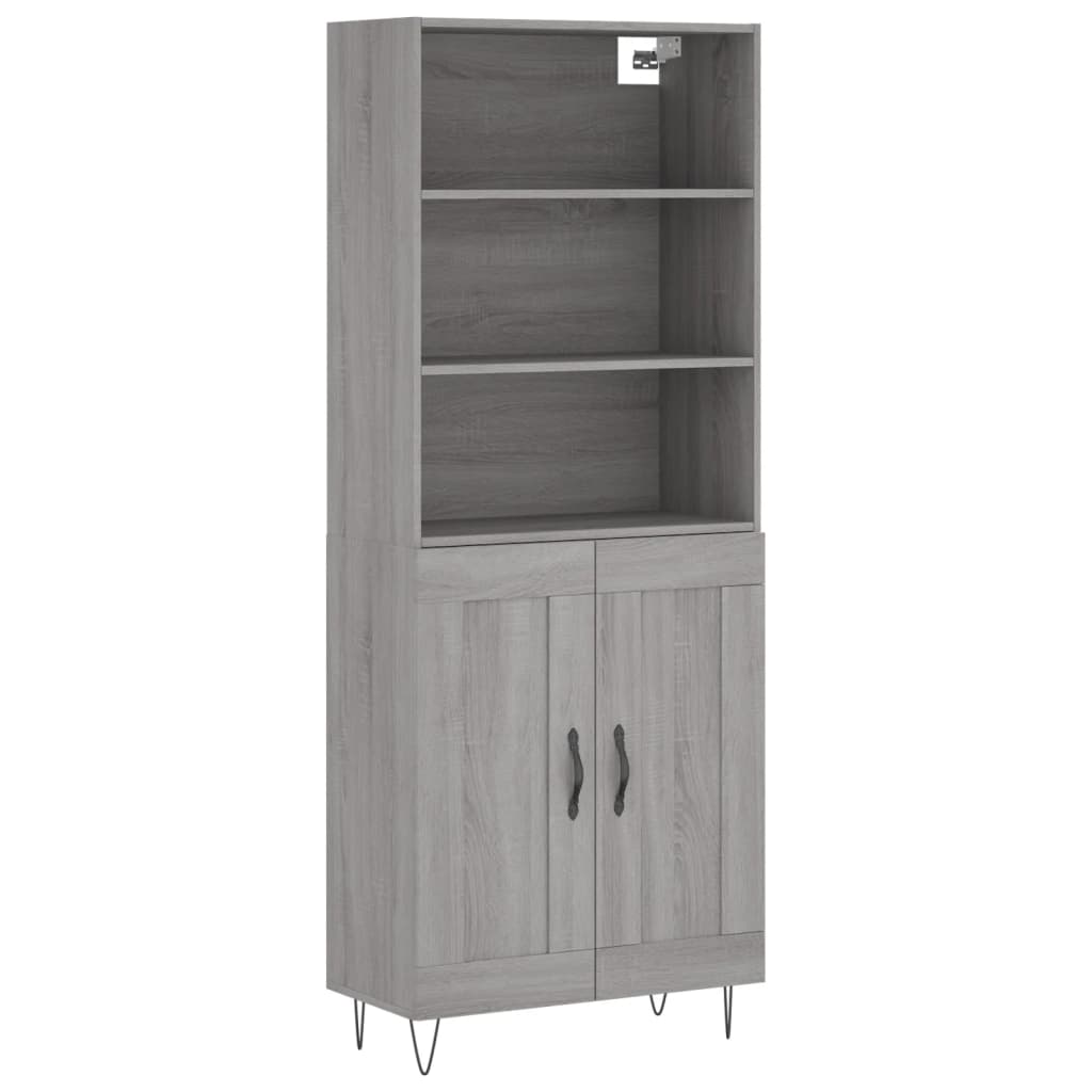 Hoge kast 69,5x34x180 cm bewerkt hout grijs sonoma eikenkleurig is nu te koop bij PeponiXL, paradijselijk wonen!