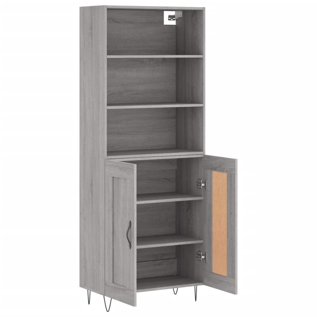 Hoge kast 69,5x34x180 cm bewerkt hout grijs sonoma eikenkleurig is nu te koop bij PeponiXL, paradijselijk wonen!