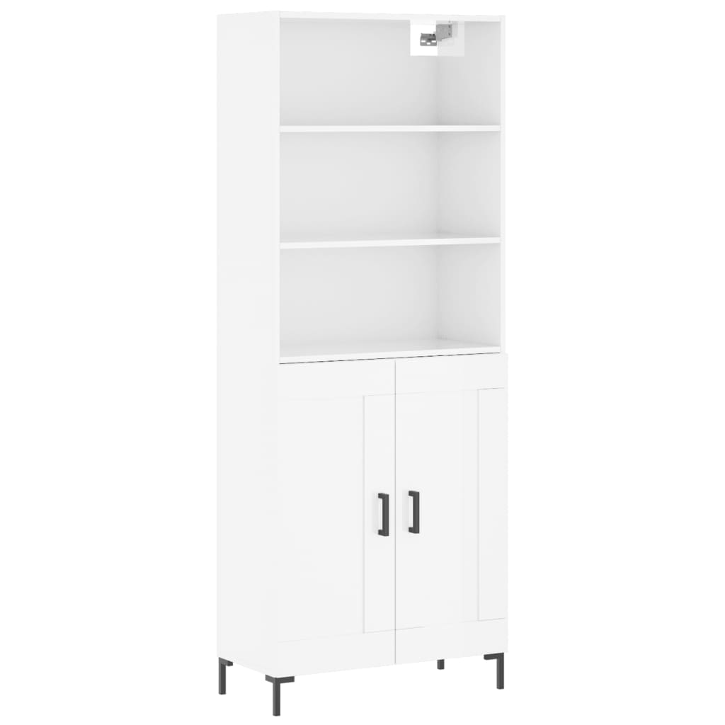 Hoge kast 69,5x34x180 cm bewerkt hout hoogglans wit is nu te koop bij PeponiXL, paradijselijk wonen!