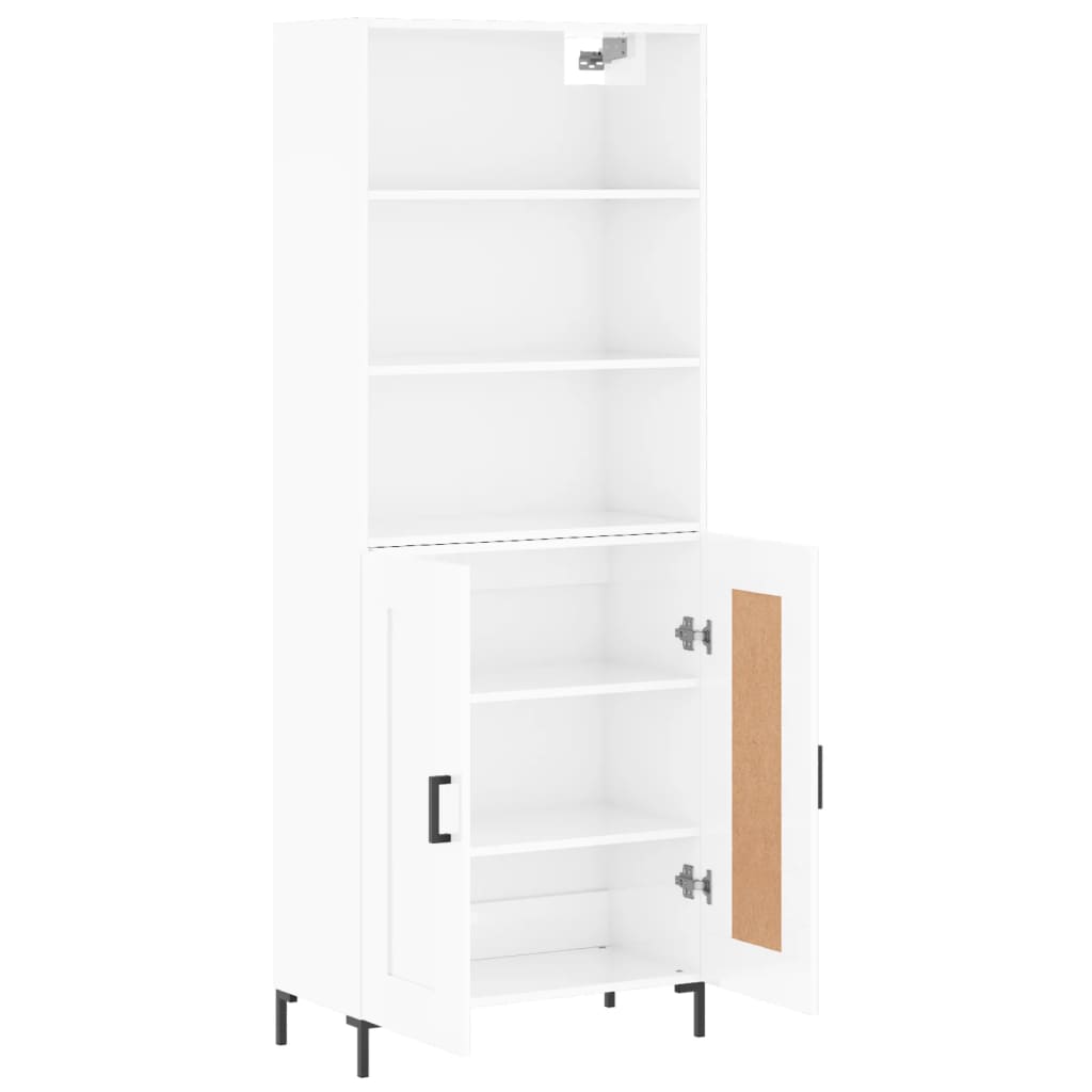 Hoge kast 69,5x34x180 cm bewerkt hout hoogglans wit is nu te koop bij PeponiXL, paradijselijk wonen!