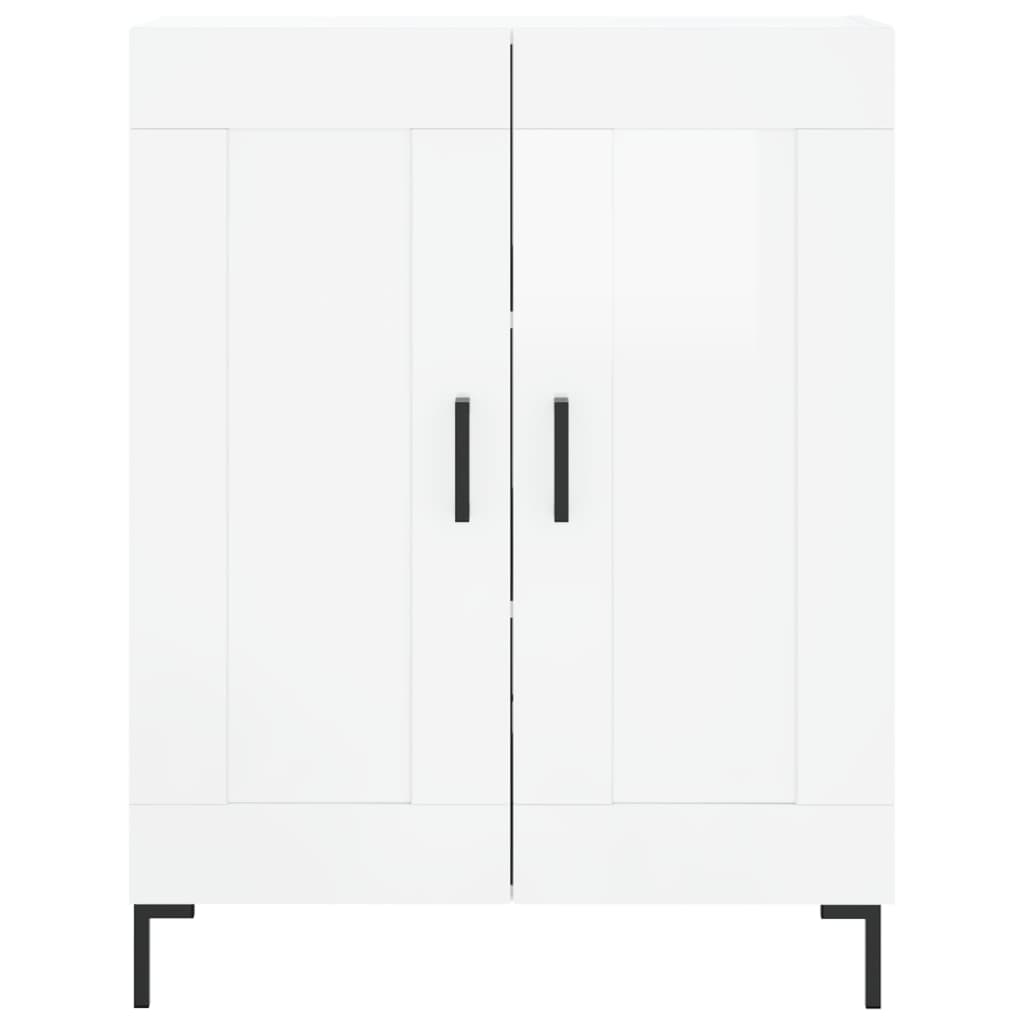 Hoge kast 69,5x34x180 cm bewerkt hout hoogglans wit is nu te koop bij PeponiXL, paradijselijk wonen!