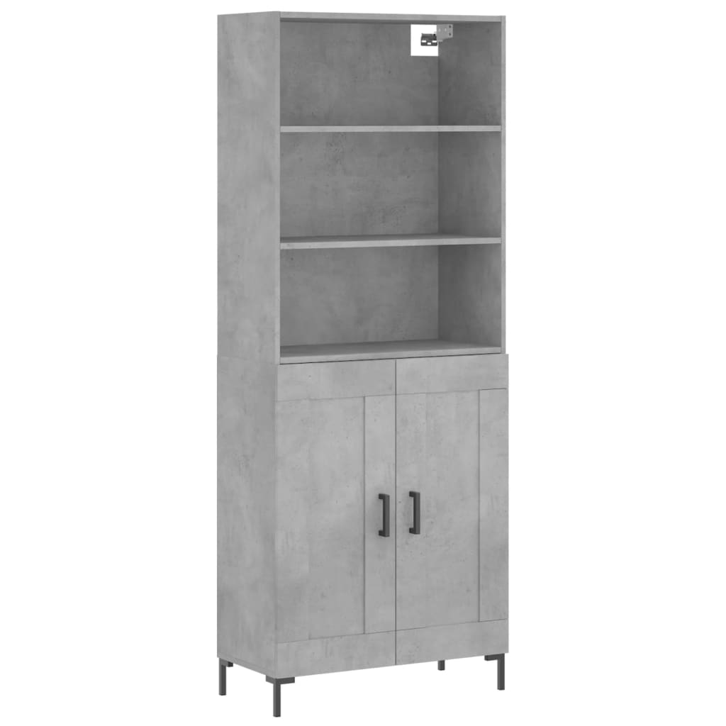 Hoge kast 69,5x34x180 cm bewerkt hout betongrijs is nu te koop bij PeponiXL, paradijselijk wonen!