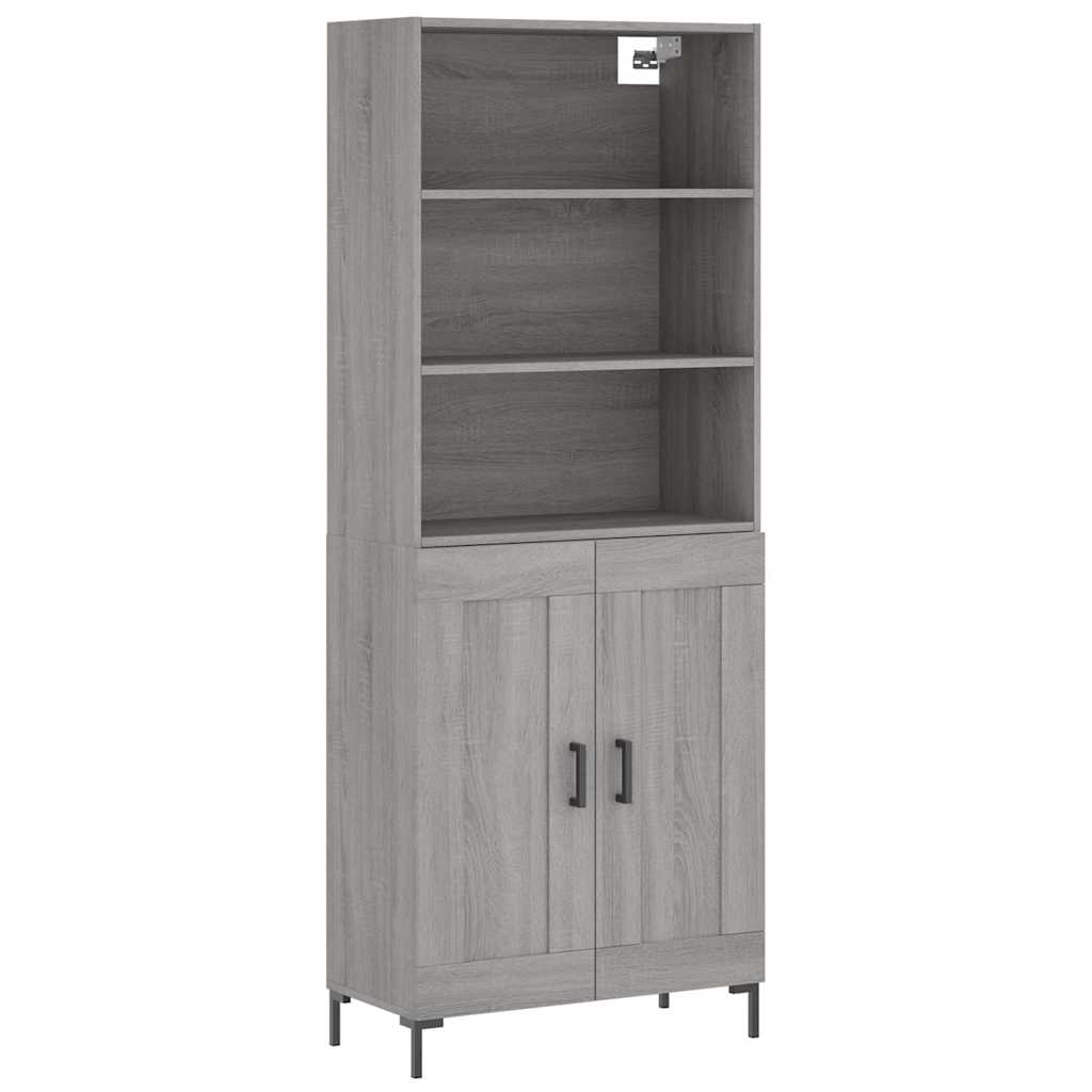 Hoge kast 69,5x34x180 cm bewerkt hout grijs sonoma eikenkleurig is nu te koop bij PeponiXL, paradijselijk wonen!