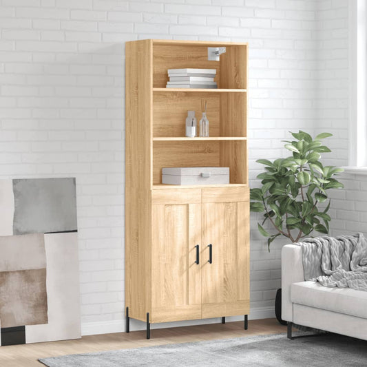Hoge kast 69,5x34x180 cm bewerkt hout sonoma eikenkleurig is nu te koop bij PeponiXL, paradijselijk wonen!