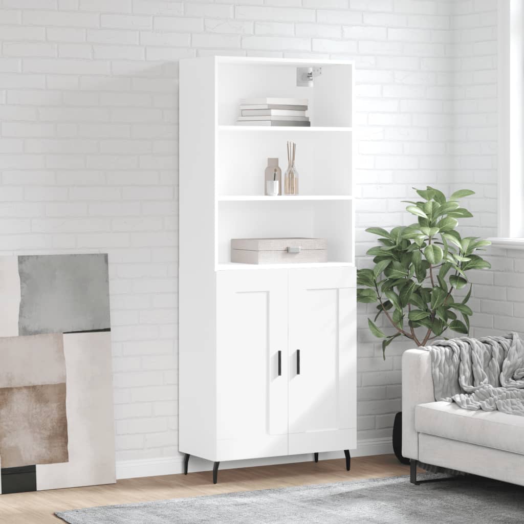 Hoge kast 69,5x34x180 cm bewerkt hout wit is nu te koop bij PeponiXL, paradijselijk wonen!