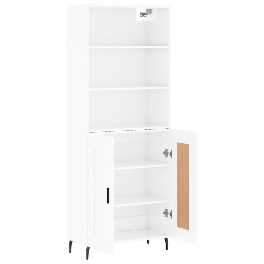Hoge kast 69,5x34x180 cm bewerkt hout hoogglans wit is nu te koop bij PeponiXL, paradijselijk wonen!