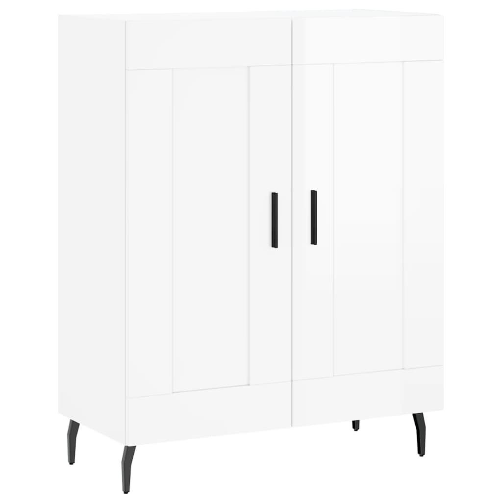 Hoge kast 69,5x34x180 cm bewerkt hout hoogglans wit is nu te koop bij PeponiXL, paradijselijk wonen!