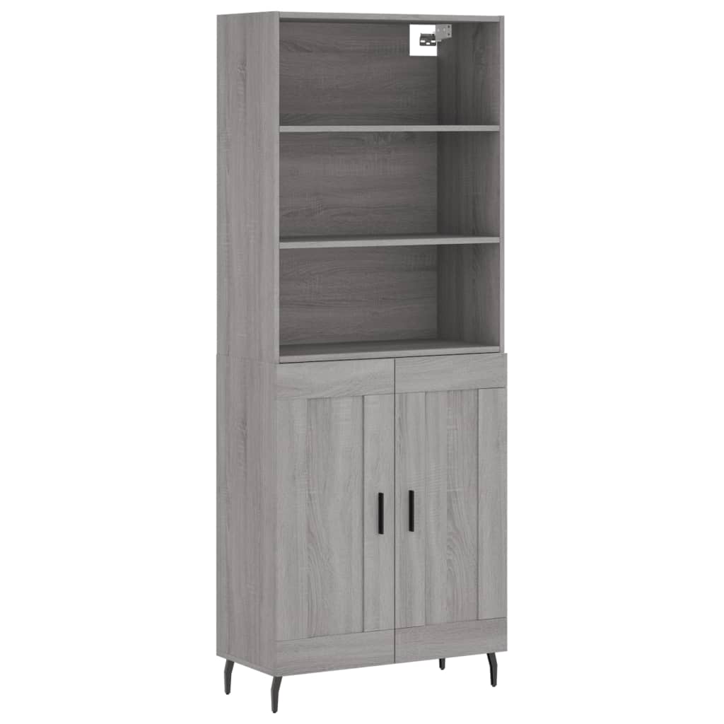 Hoge kast 69,5x34x180 cm bewerkt hout grijs sonoma eikenkleurig is nu te koop bij PeponiXL, paradijselijk wonen!