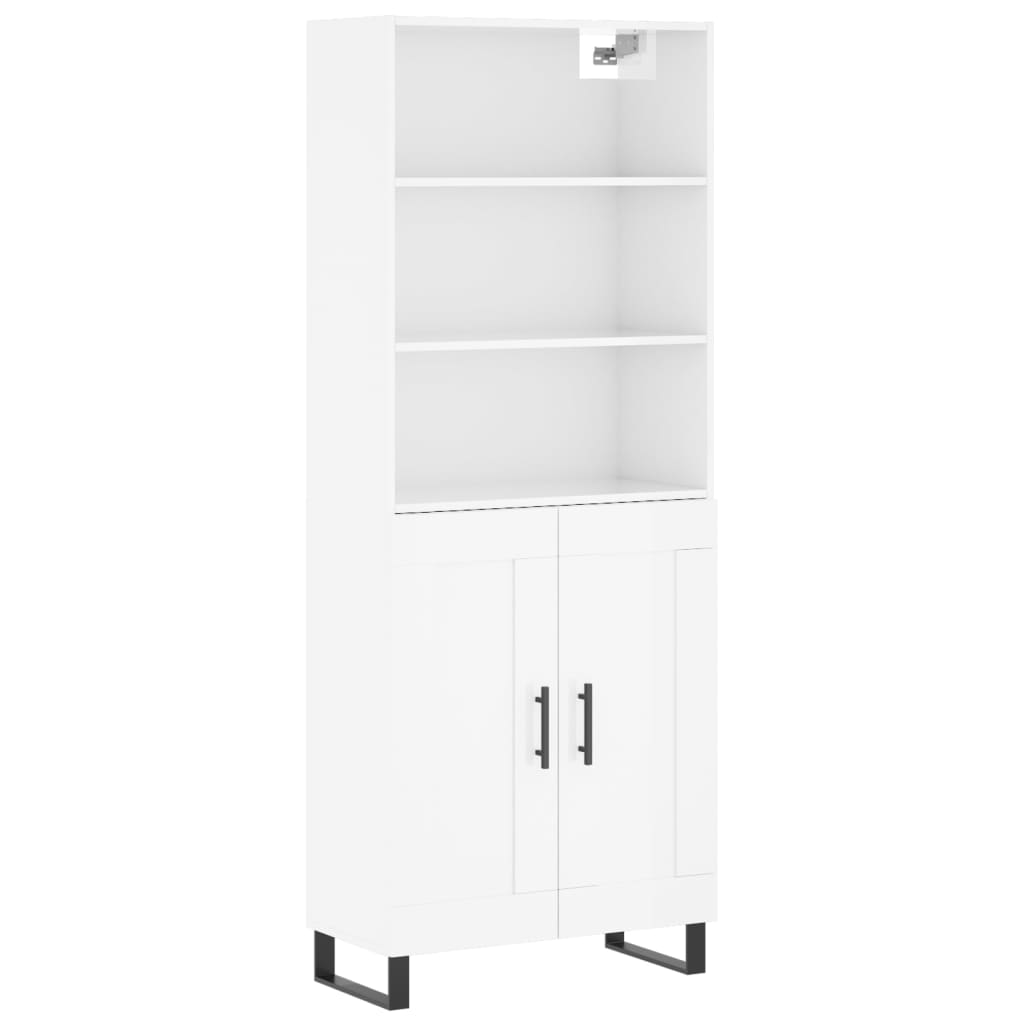 Hoge kast 69,5x34x180 cm bewerkt hout hoogglans wit is nu te koop bij PeponiXL, paradijselijk wonen!
