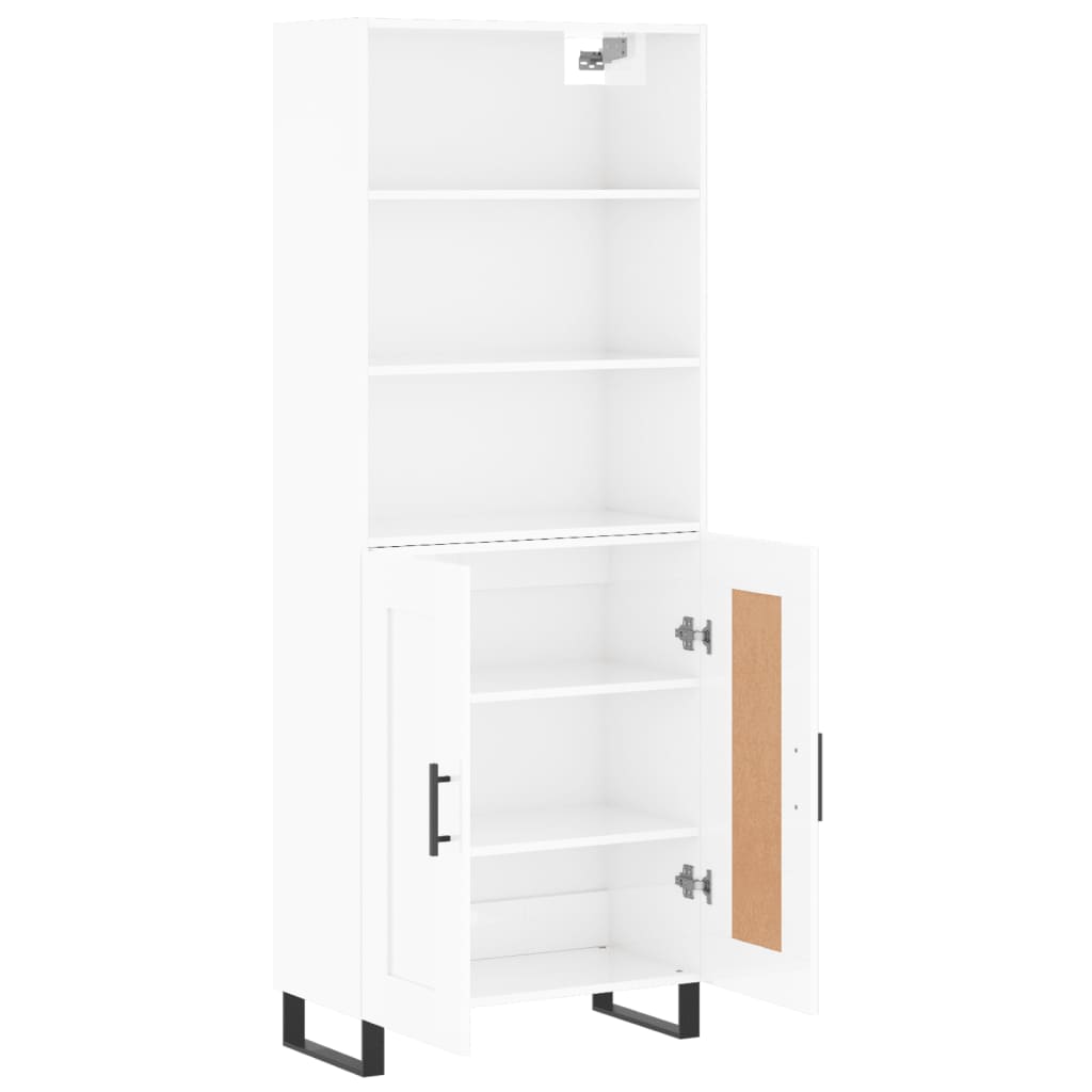 Hoge kast 69,5x34x180 cm bewerkt hout hoogglans wit is nu te koop bij PeponiXL, paradijselijk wonen!