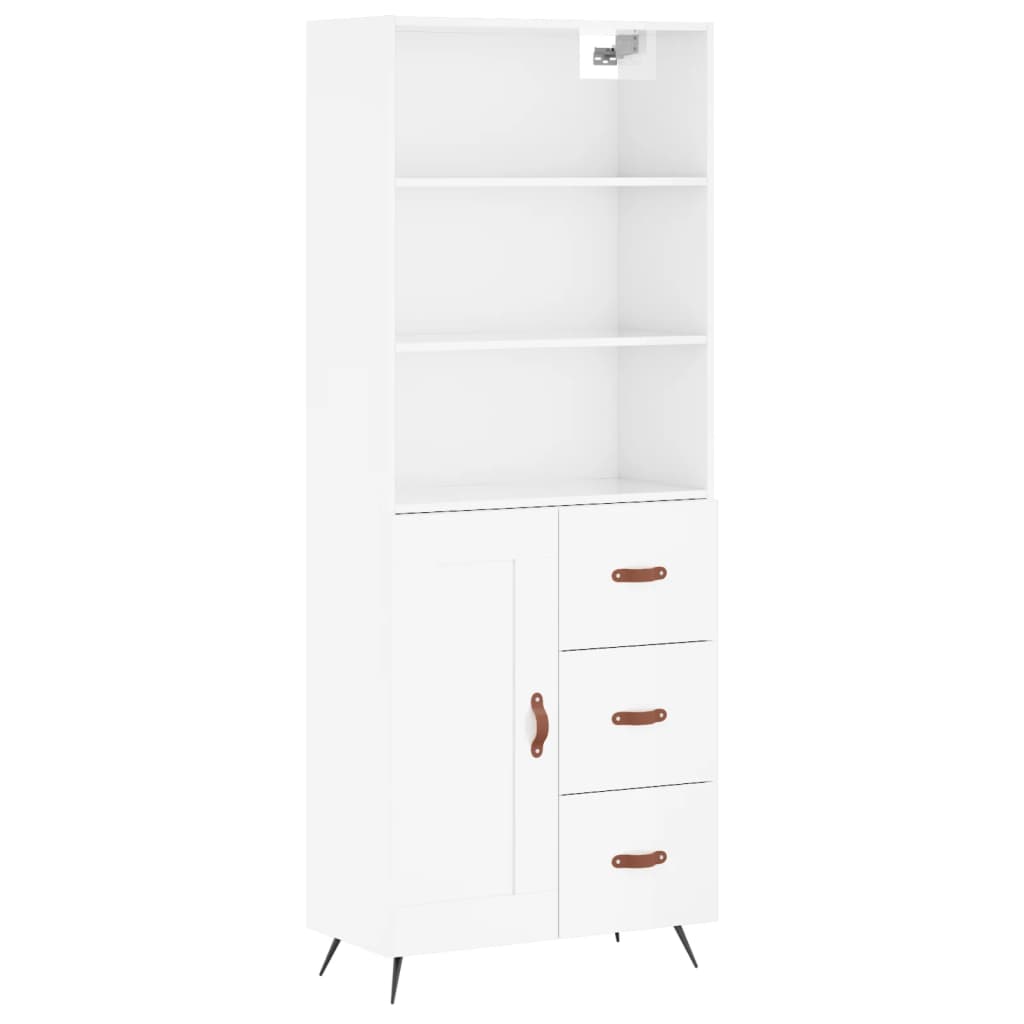 Hoge kast 69,5x34x180 cm bewerkt hout hoogglans wit is nu te koop bij PeponiXL, paradijselijk wonen!