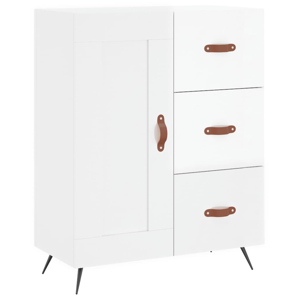 Hoge kast 69,5x34x180 cm bewerkt hout hoogglans wit is nu te koop bij PeponiXL, paradijselijk wonen!