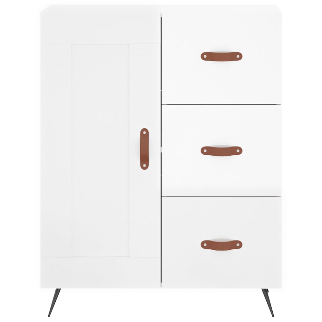 Hoge kast 69,5x34x180 cm bewerkt hout hoogglans wit is nu te koop bij PeponiXL, paradijselijk wonen!