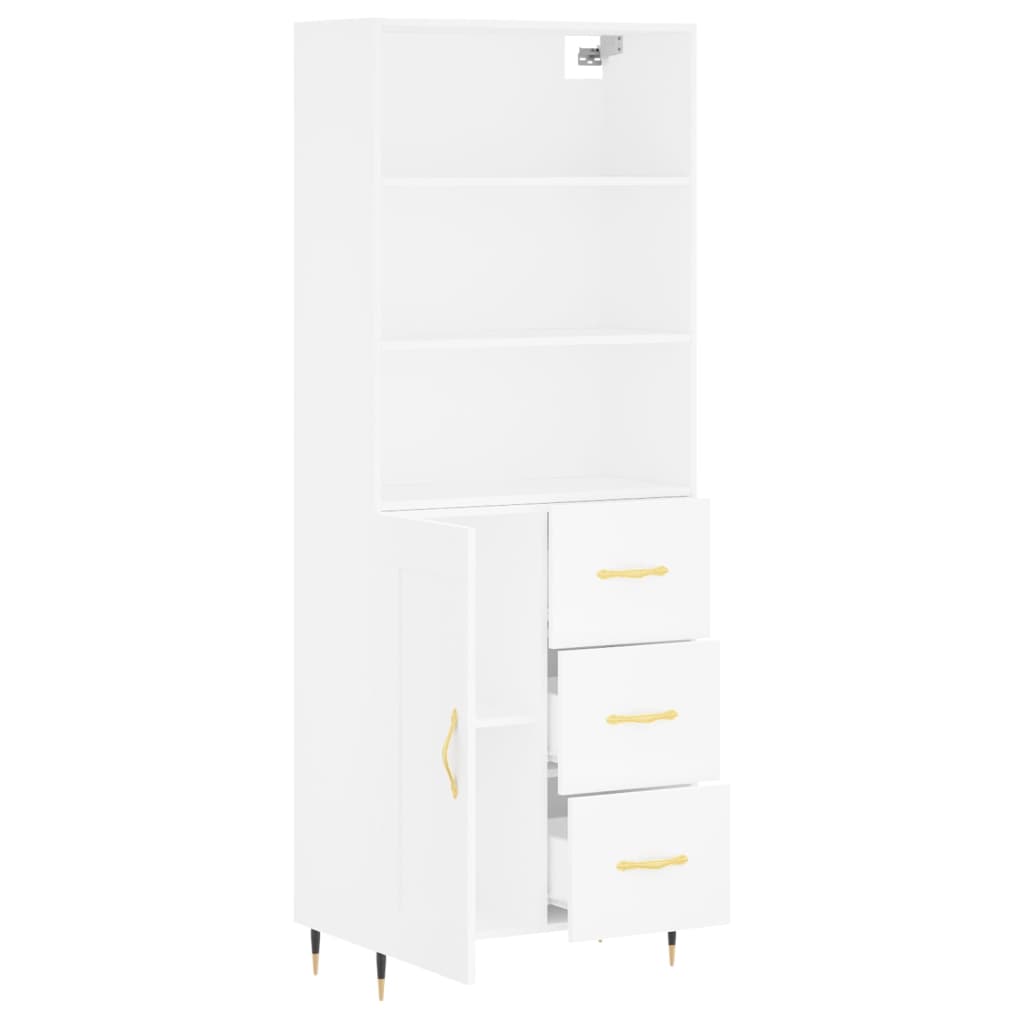 Hoge kast 69,5x34x180 cm bewerkt hout wit is nu te koop bij PeponiXL, paradijselijk wonen!