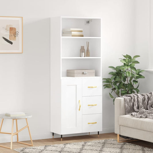 Hoge kast 69,5x34x180 cm bewerkt hout wit is nu te koop bij PeponiXL, paradijselijk wonen!