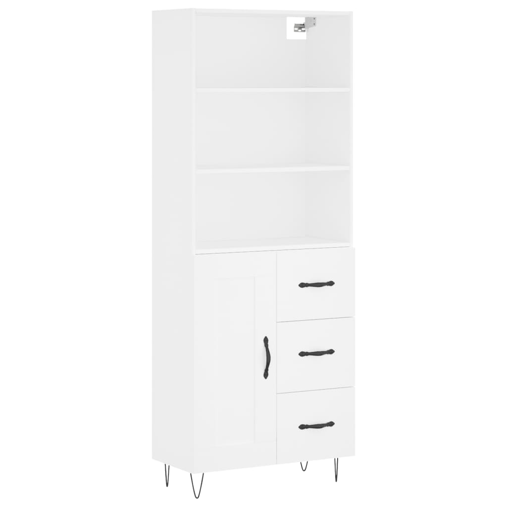 Hoge kast 69,5x34x180 cm bewerkt hout wit is nu te koop bij PeponiXL, paradijselijk wonen!