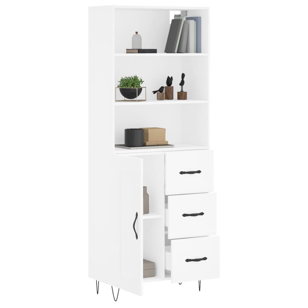 Hoge kast 69,5x34x180 cm bewerkt hout wit is nu te koop bij PeponiXL, paradijselijk wonen!