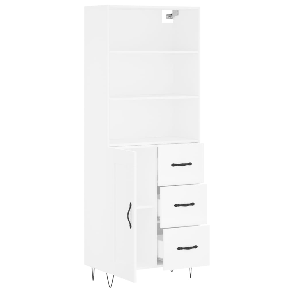 Hoge kast 69,5x34x180 cm bewerkt hout wit is nu te koop bij PeponiXL, paradijselijk wonen!