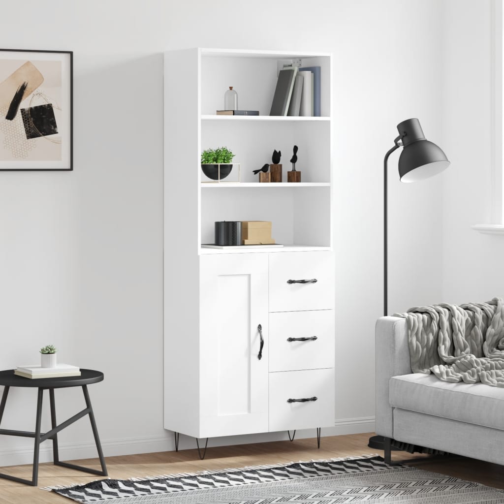 Hoge kast 69,5x34x180 cm bewerkt hout wit is nu te koop bij PeponiXL, paradijselijk wonen!