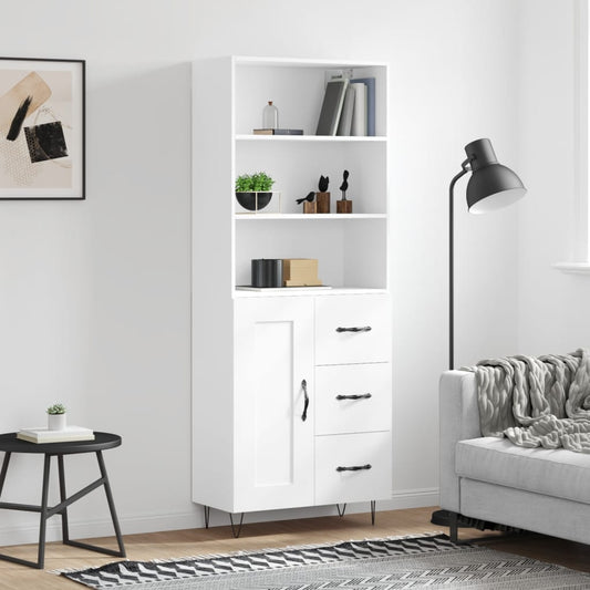 Hoge kast 69,5x34x180 cm bewerkt hout wit is nu te koop bij PeponiXL, paradijselijk wonen!