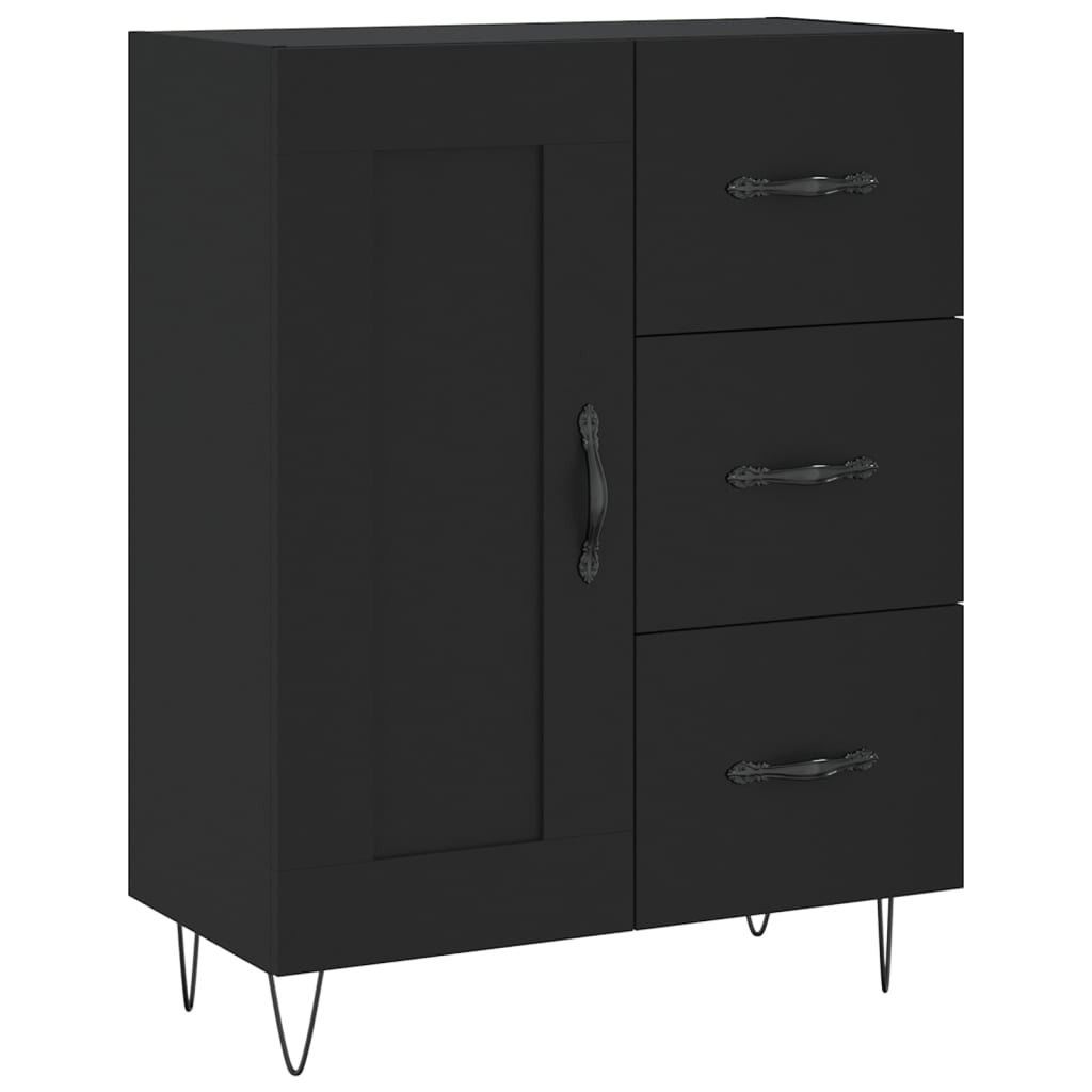 Hoge kast 69,5x34x180 cm bewerkt hout zwart is nu te koop bij PeponiXL, paradijselijk wonen!