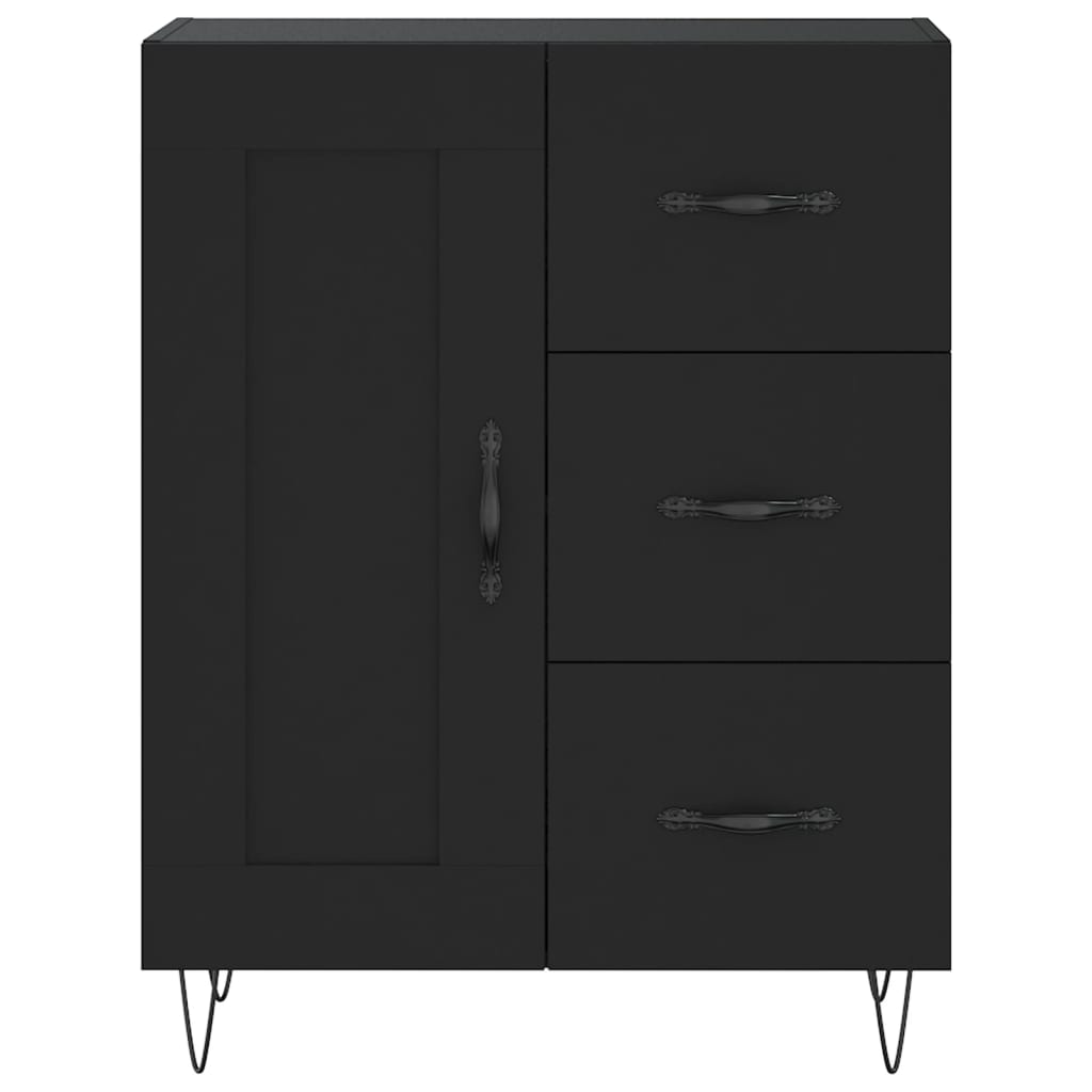 Hoge kast 69,5x34x180 cm bewerkt hout zwart is nu te koop bij PeponiXL, paradijselijk wonen!