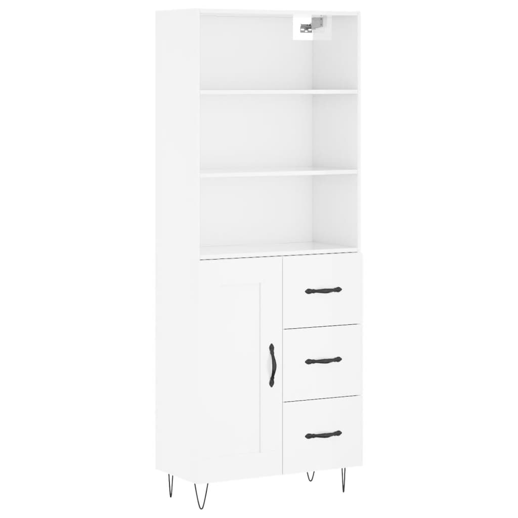 Hoge kast 69,5x34x180 cm bewerkt hout hoogglans wit is nu te koop bij PeponiXL, paradijselijk wonen!