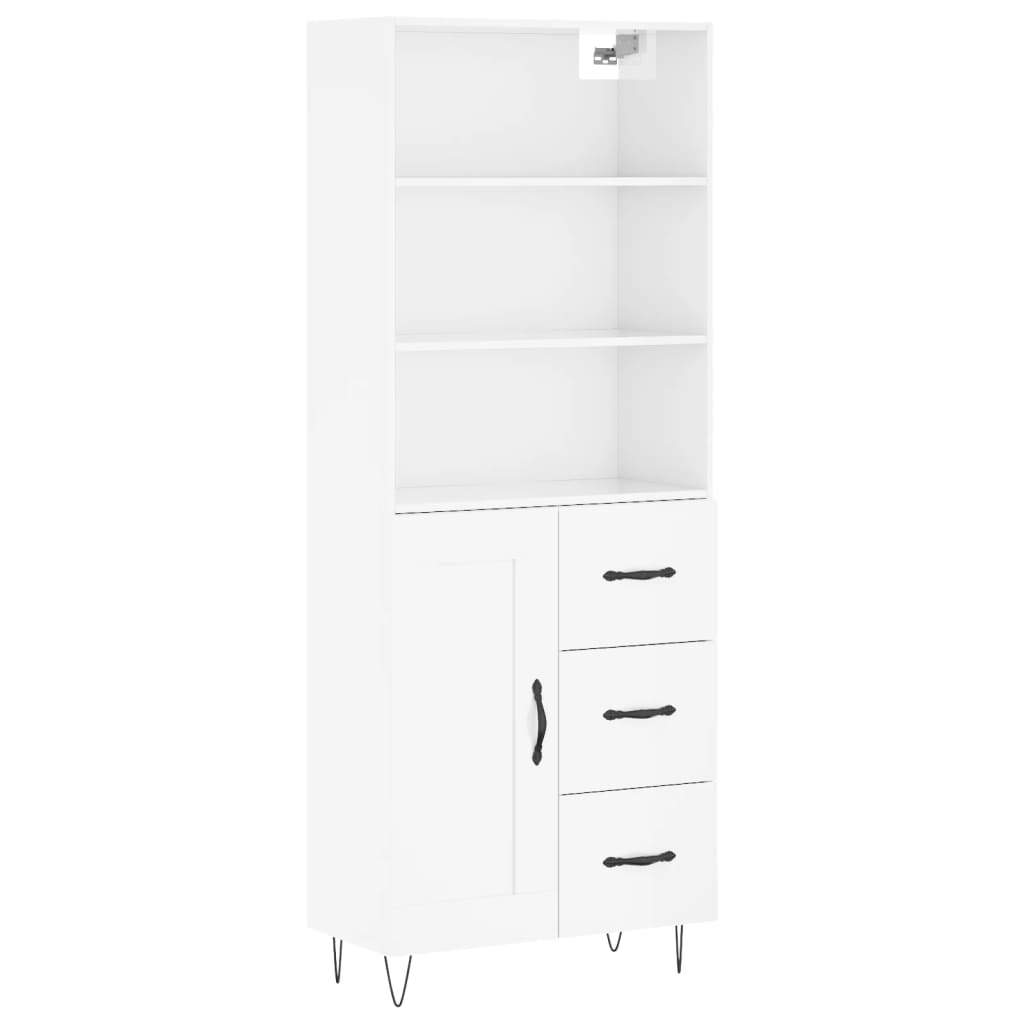 Hoge kast 69,5x34x180 cm bewerkt hout hoogglans wit is nu te koop bij PeponiXL, paradijselijk wonen!