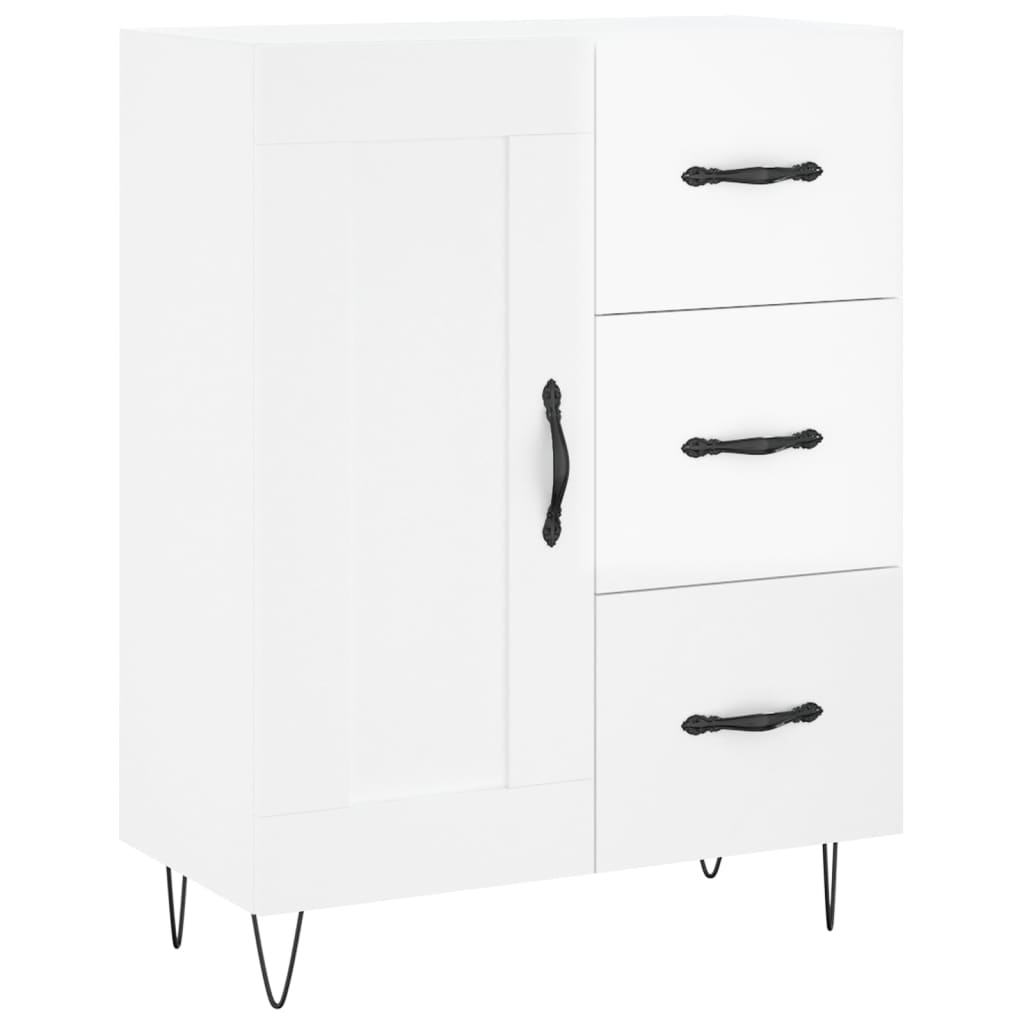 Hoge kast 69,5x34x180 cm bewerkt hout hoogglans wit is nu te koop bij PeponiXL, paradijselijk wonen!